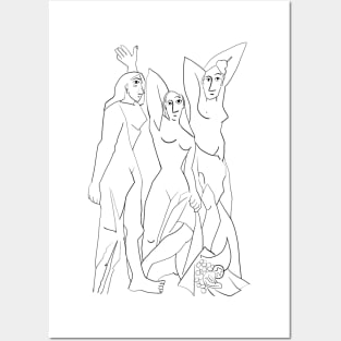 Line Art - Les Demoiselles d'Avignon Posters and Art